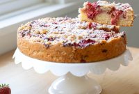 Almond Streusel Cake with Balsamic Macerated Strawberries