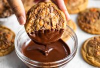Chocolate-Dipped Peanut Butter Butterfinger Cookies Recipe
