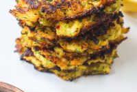 Crispy Cornmeal Zucchini Fritters with Garlic Herb Dip