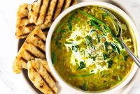 Creamy Curried Red Lentil Soup with Coconut & Spinach
