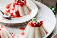 Vegan Panna Cotta with Strawberry-Basil Compote