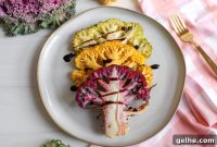 Roasted Rainbow Cauliflower Steaks with Garlic and Herbs