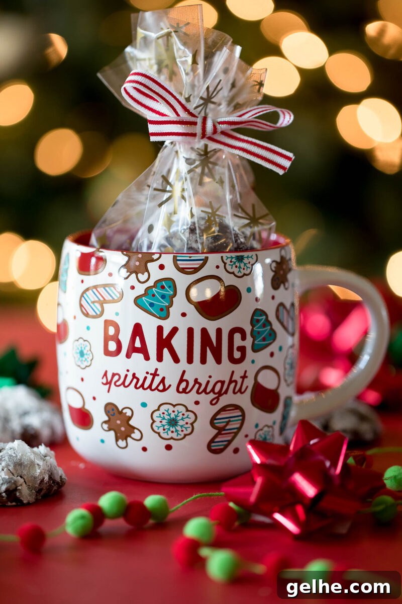 Chocolate Crinkle Cookies Holiday Gift in Mug