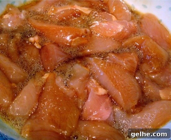Chicken with marinade and egg white