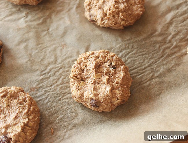 Unbaked cookie on a baking sheet.