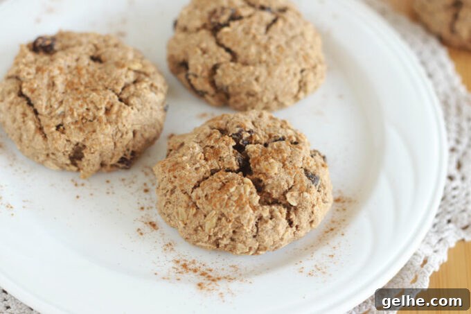 Close-up of a cookie on a white plate.