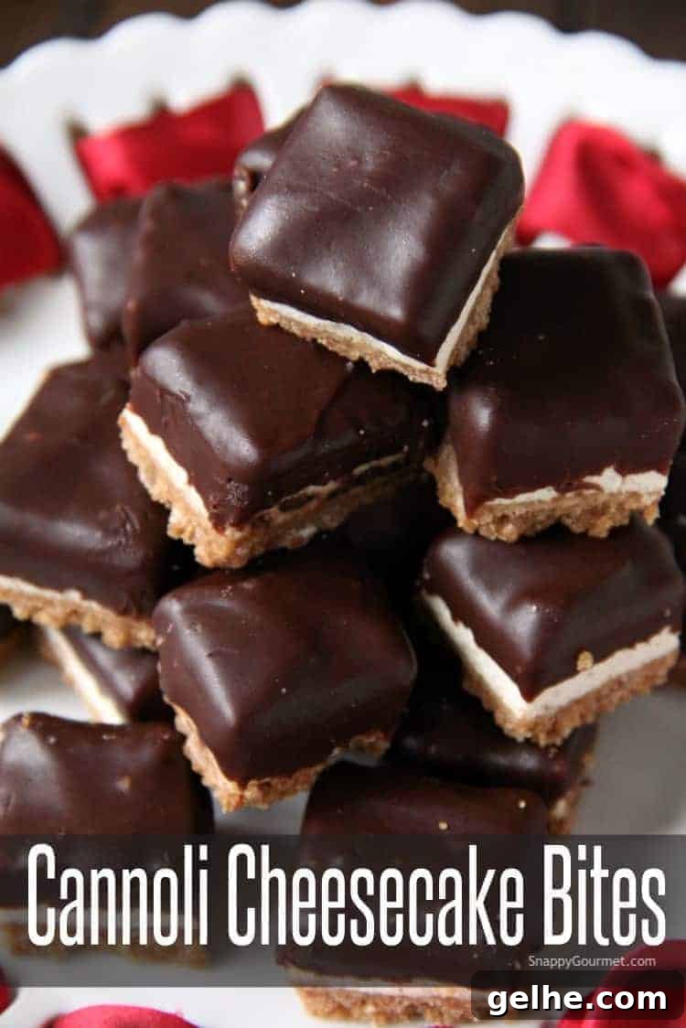 Cannoli Cheesecake Bites - stacked on plate
