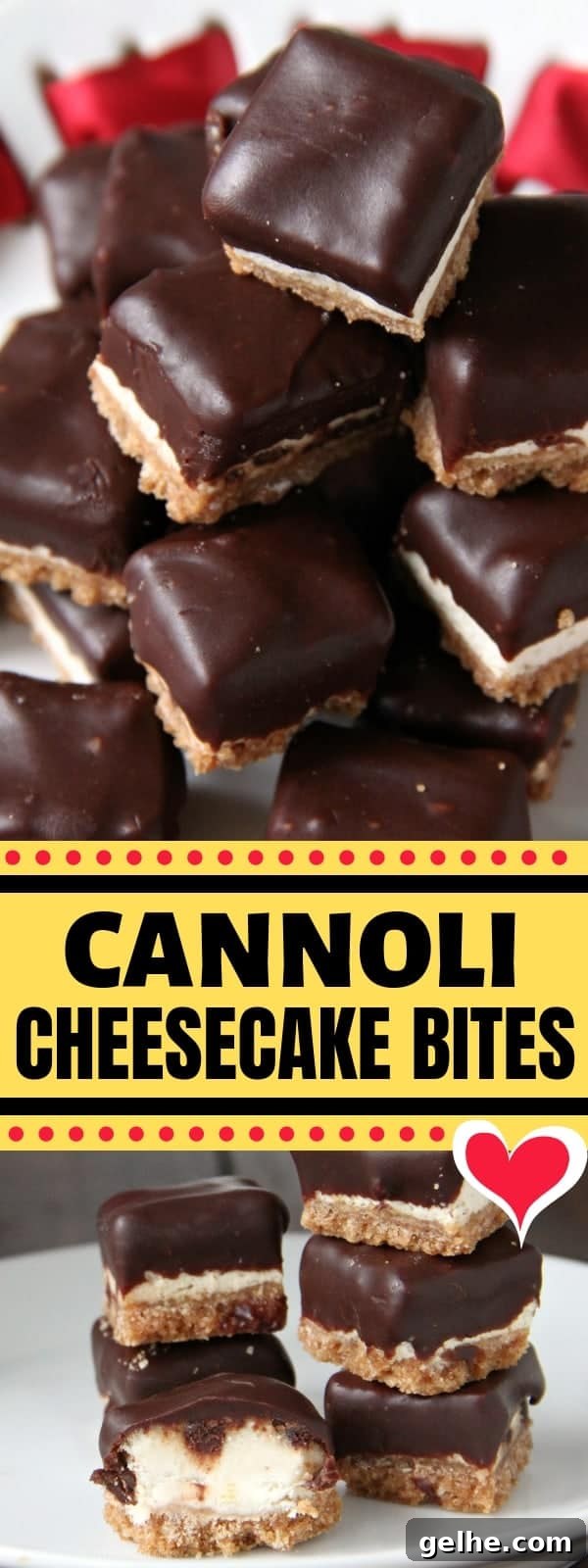 Cannoli Cheesecake Bites pin collage