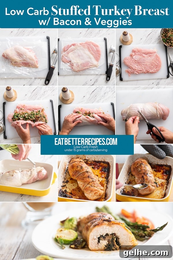 Low Carb Stuffed Turkey Breast w Bacon step by step photos
