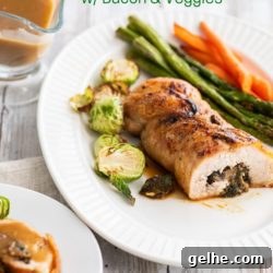 Low Carb Stuffed Turkey Breast w Bacon | @EatBetterRecipes