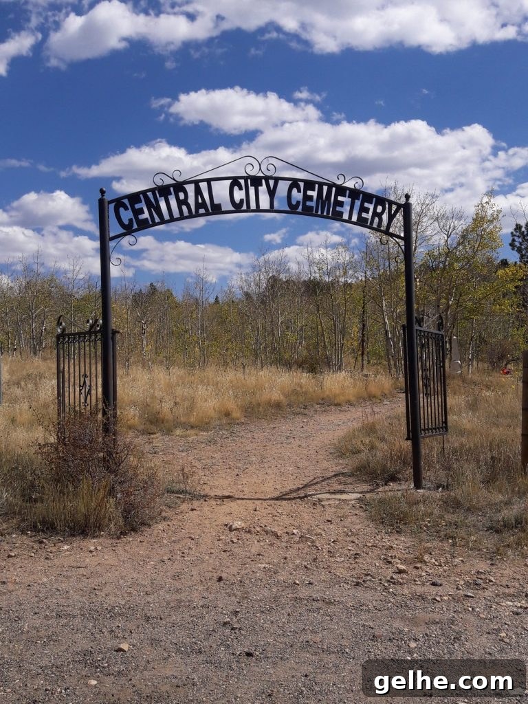 gates to Central City Cemetery in Colorado