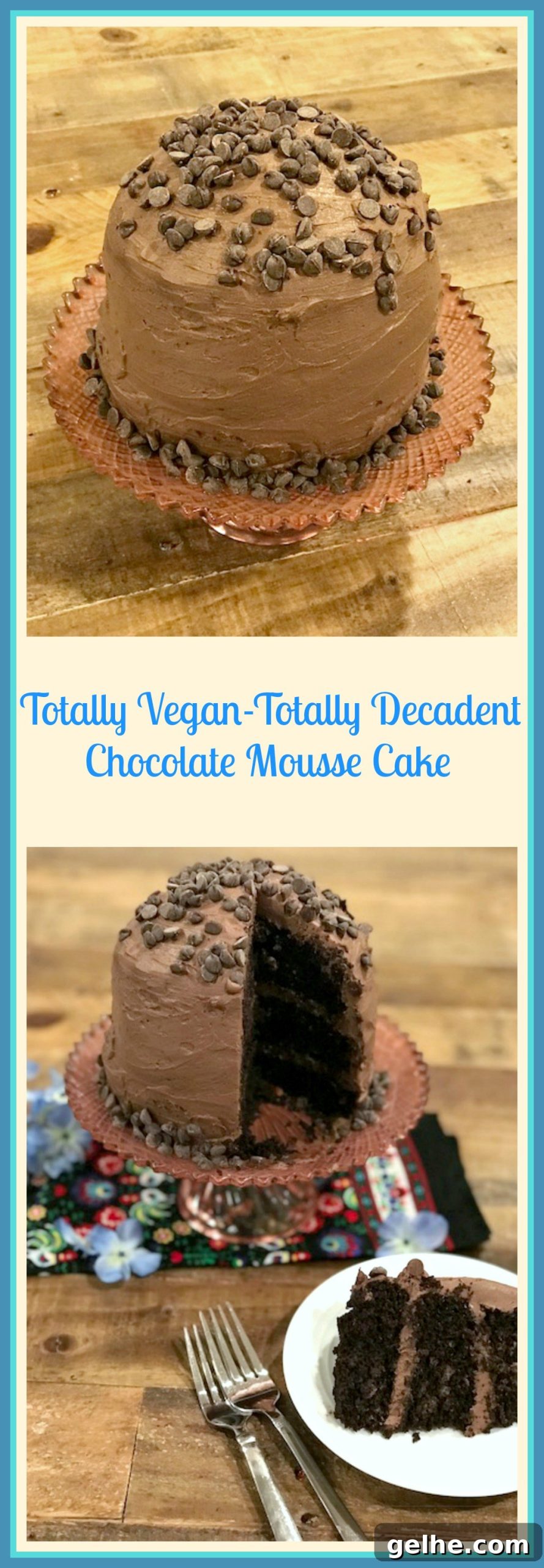 Decadent Vegan Chocolate Mousse Cake Recipe 6 Slice of vegan chocolate mousse cake
