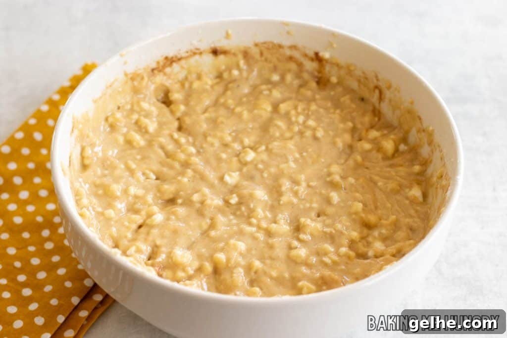 Banana and Cottage Cheese Muffins with Moist Texture 7 batter in bowl