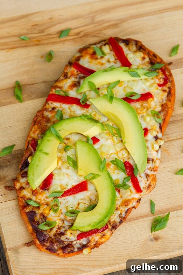a flatbread with Mexican style toppings.