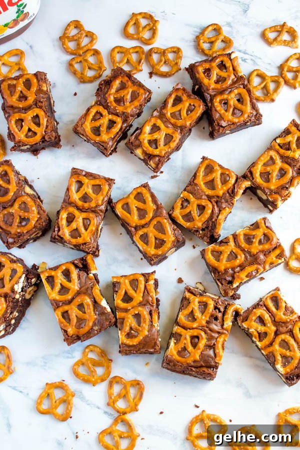 Nutella Pretzel Brownies serving
