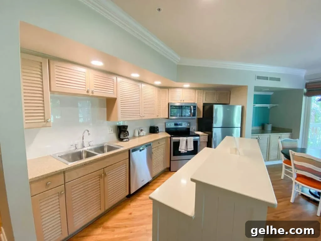 Disney's Old Key West 2-Bedroom Villa Guide 6 full kitchen in an Old Key West Resort Villa.