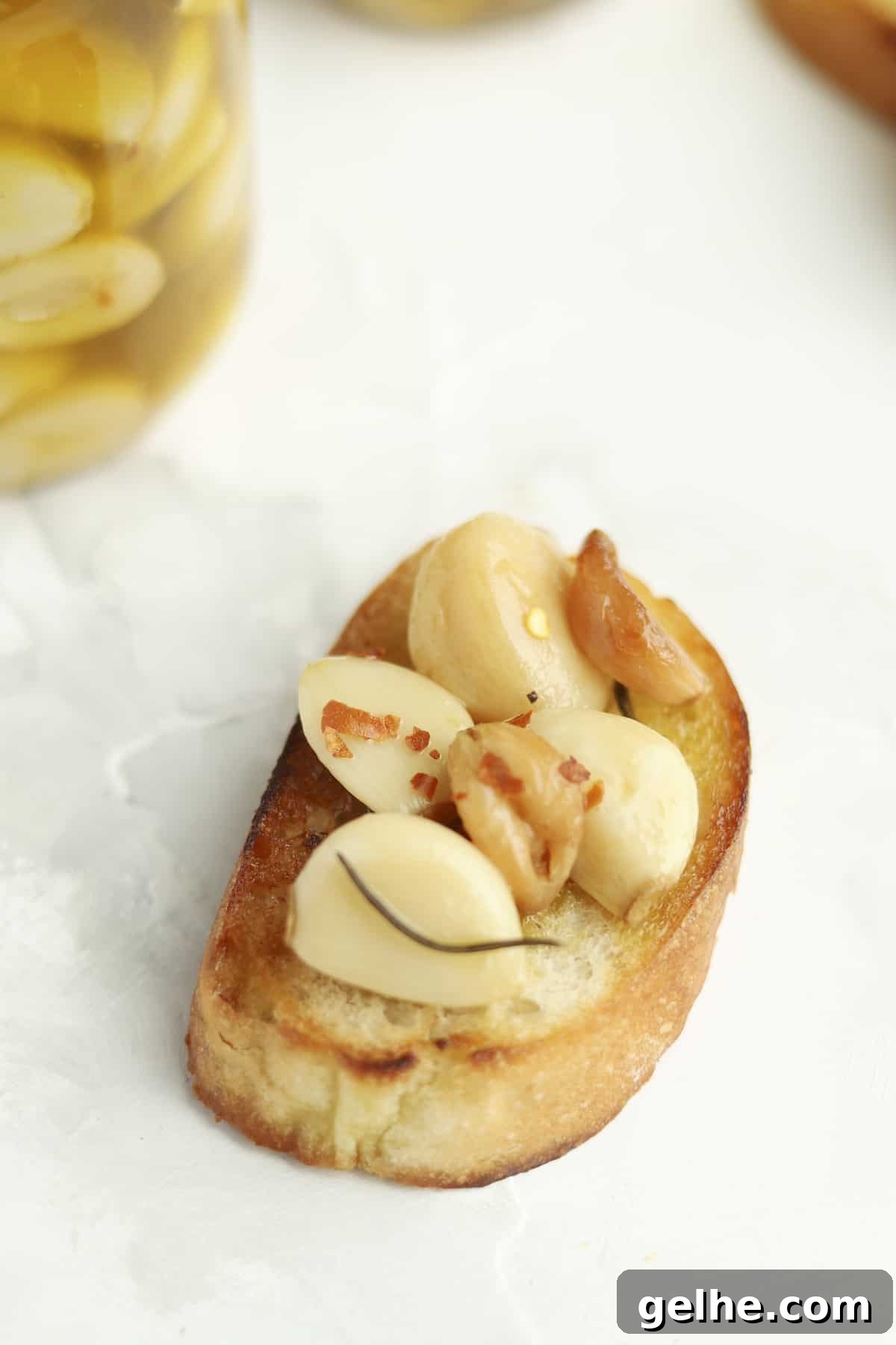 toasted baguette with garlic cloves