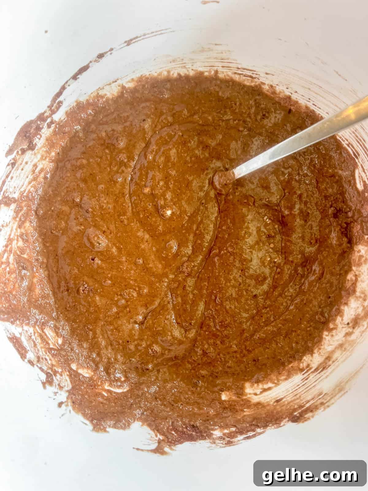 Paleo Chocolate Cherry Muffins — Gluten-Free Recipe 6 Wet ingredients added to the dry bowl.