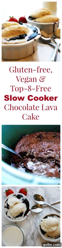Gluten-free, Vegan & Top-8-free Slow Cooker Chocolate Lava Cake Dessert Recipe by AllergyAwesomeness.com