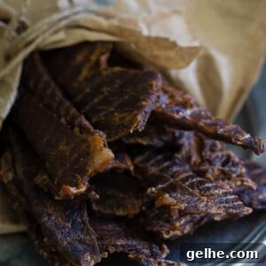 Buffalo sauce beef jerky.