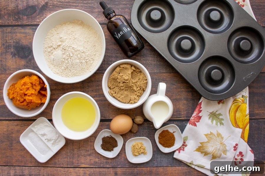 ingredients for healthy pumpkin donuts