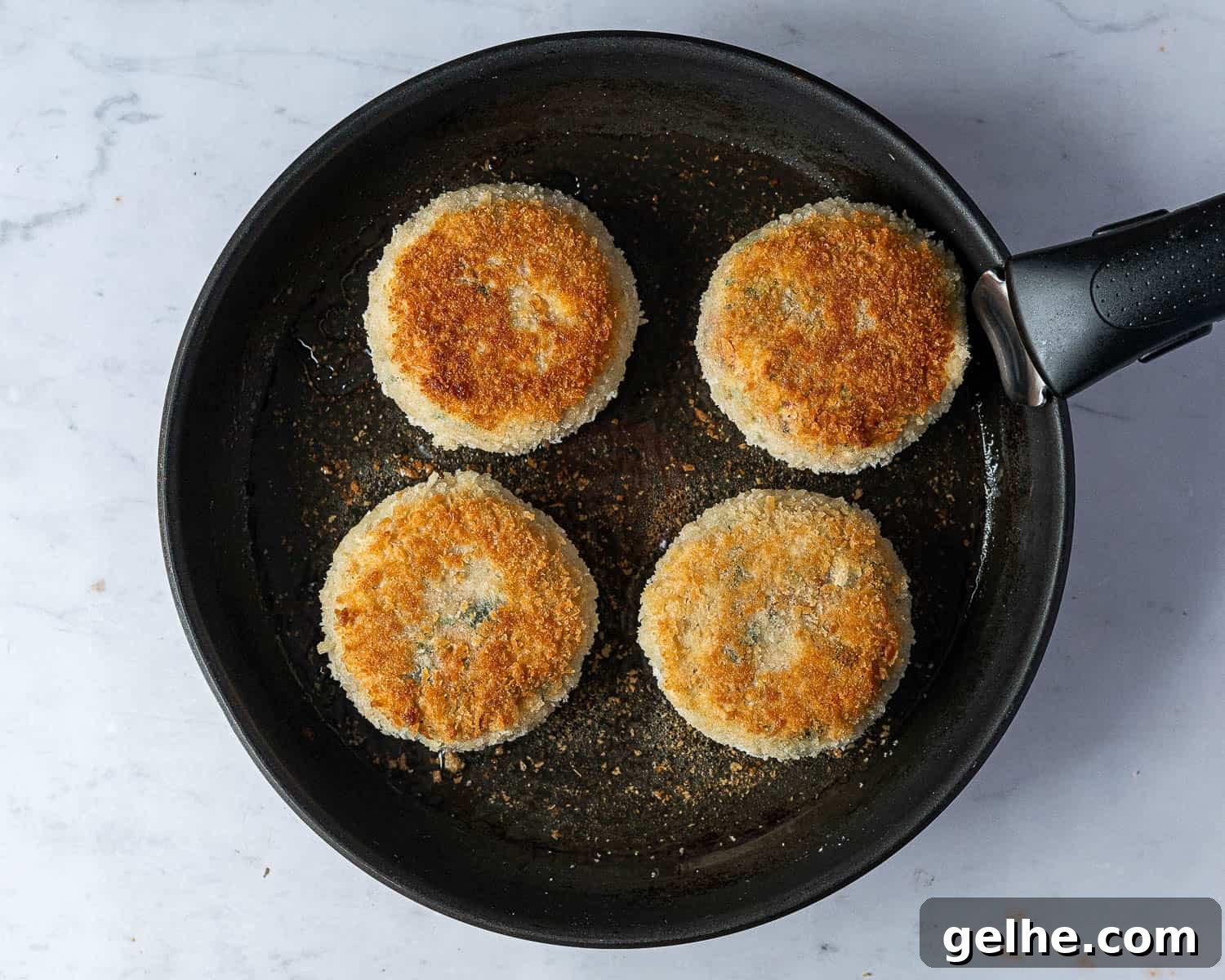 Step 10, frying the fish cakes.