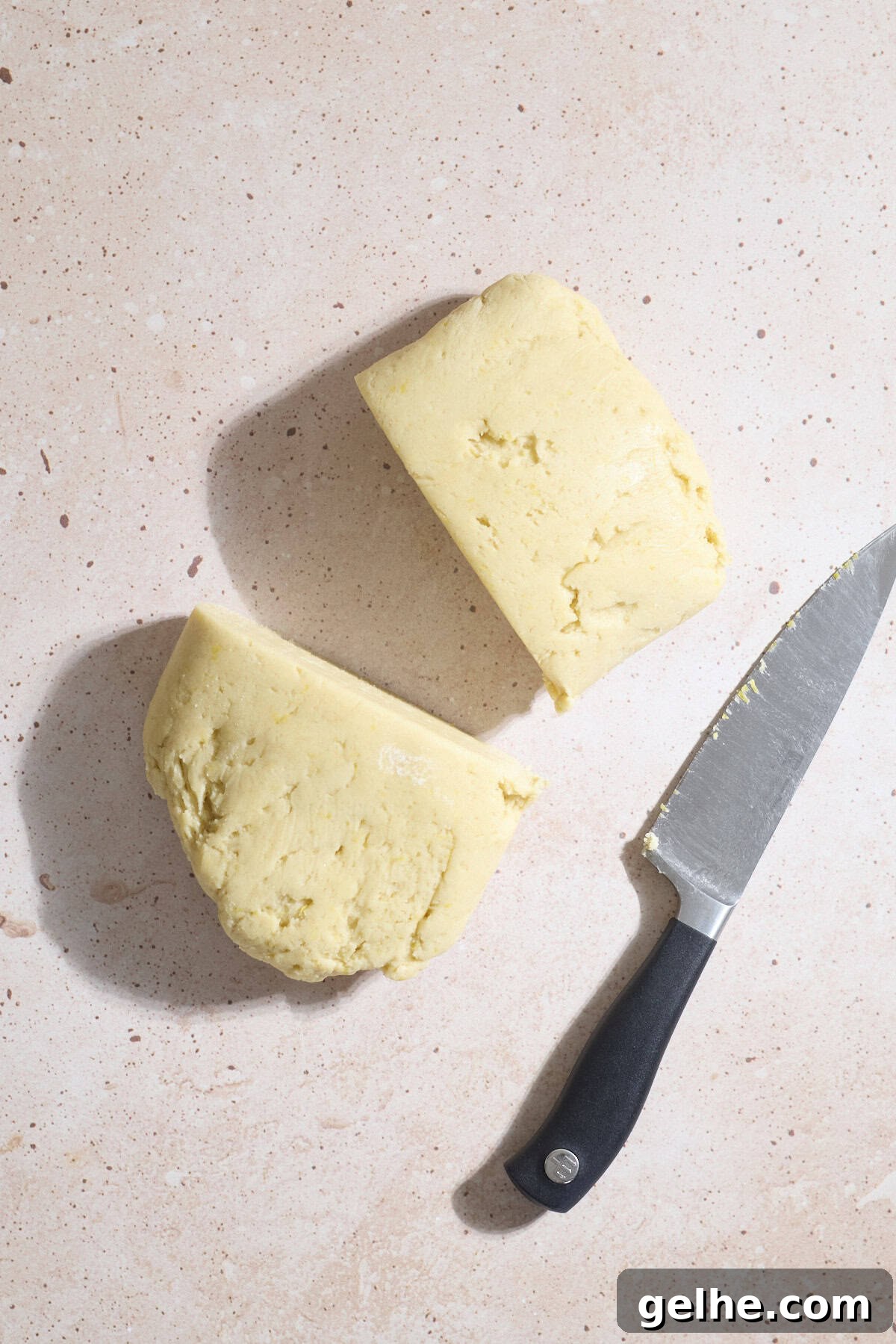 Lemon Sugar Cookies Made with Sourdough Discard 8 Dough divided in half.
