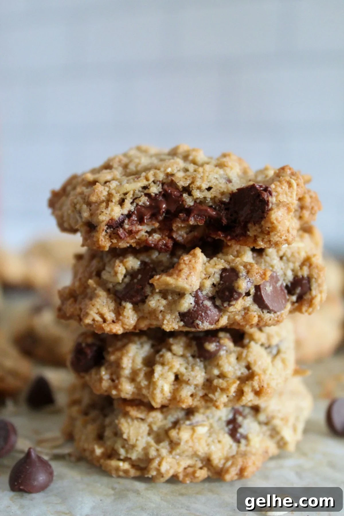 Oatmeal Flour Chocolate Chip Cookies: Secret to Soft, Chewy Texture 12 stack of oatmeal flour chocolate chip cookies