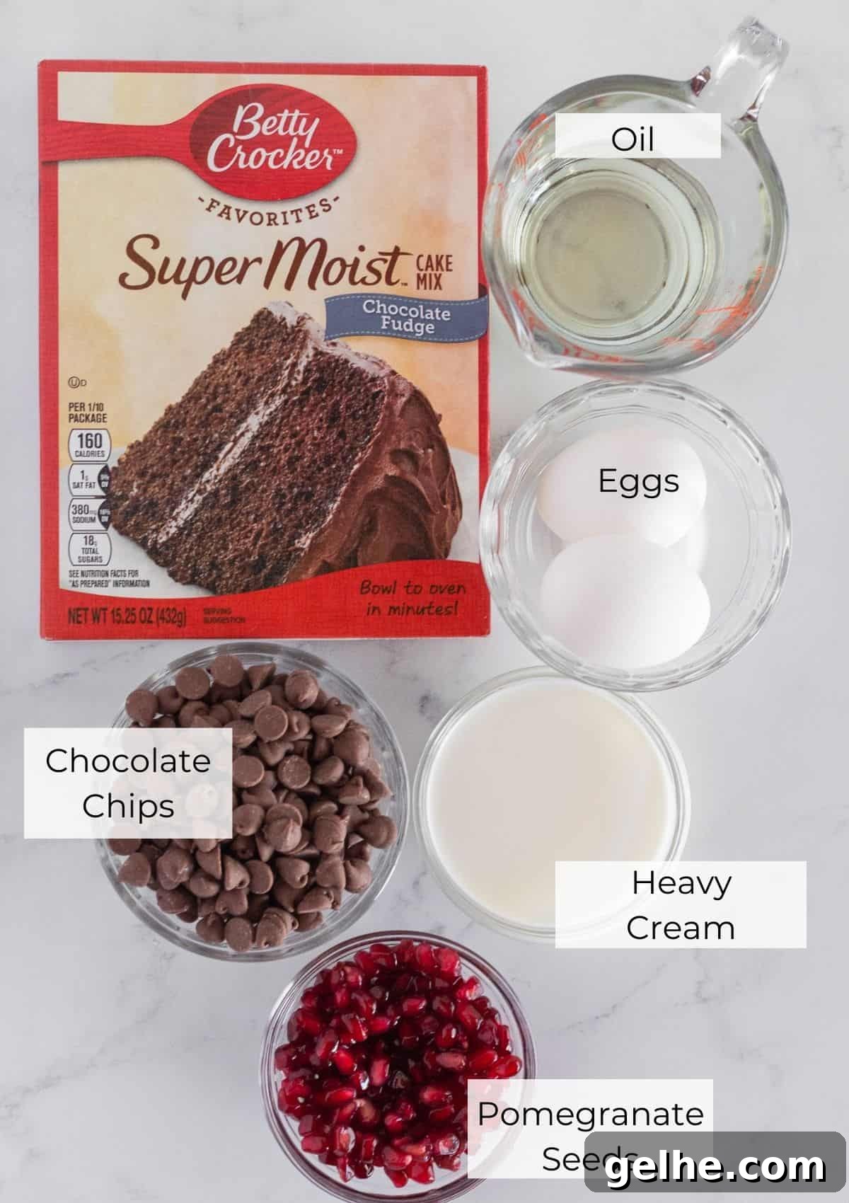The ingredients needed to make Pomegranate Cookies.