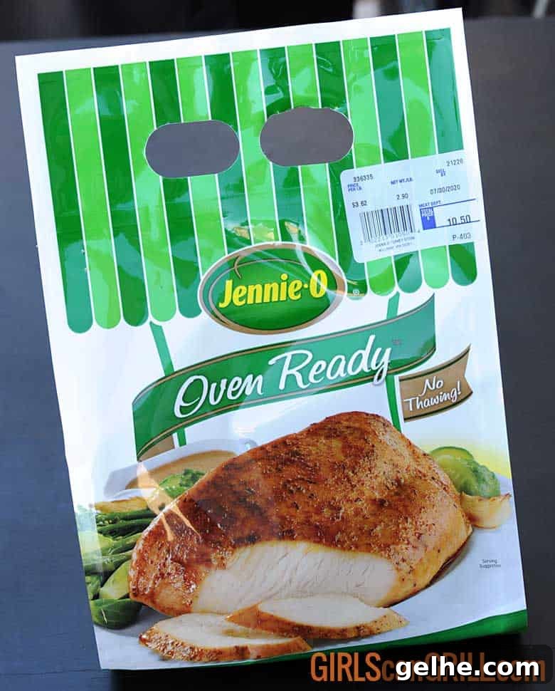 Cranberry Barbecue Turkey Burnt Ends Recipe 4 green and white packaging with turkey picture on it.