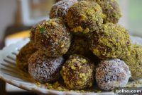 Date and Nut Energy Balls Rolled in Coconut or Pistachio