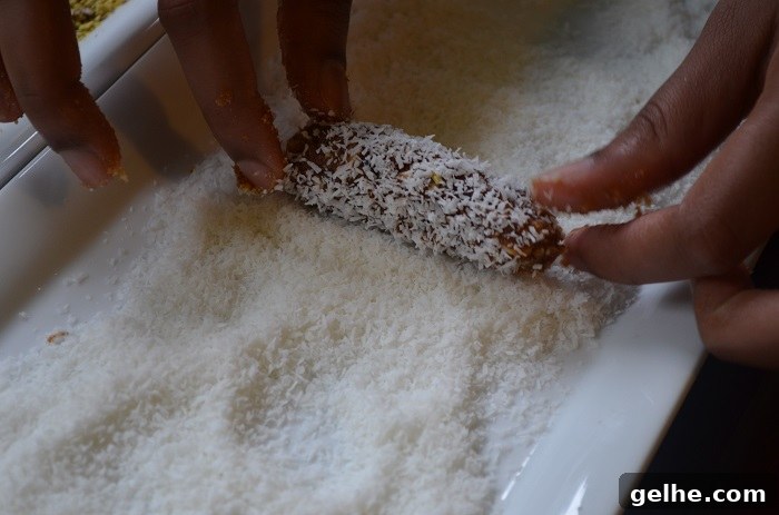make a roll in coconut