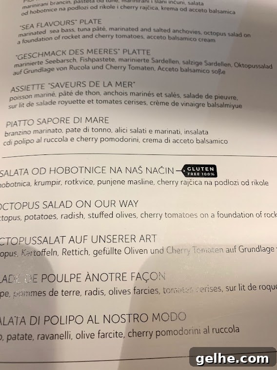Gluten-Free Travel Guide to Croatia: Where to Eat and What to Know 11 menu in Zadar