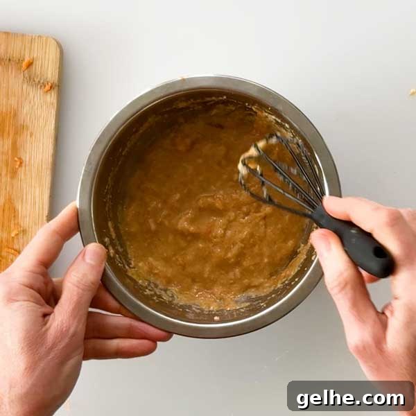 Mixing the mug cake batter.