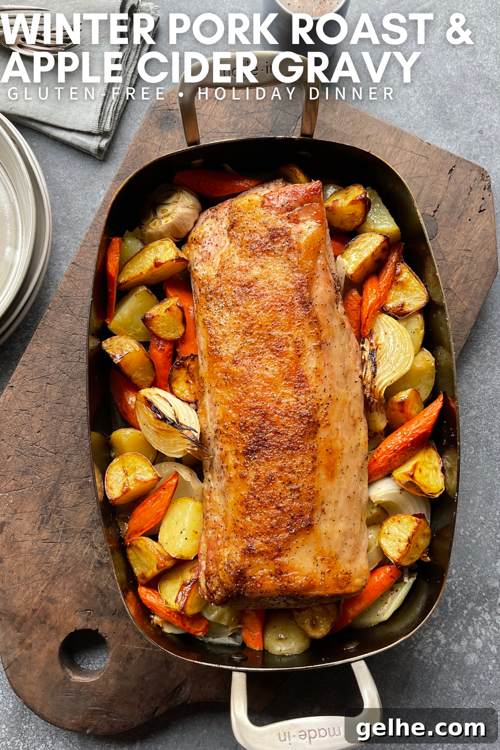 Winter Pork Roast with Apple Cider Gravy Recipe 4 pork roast with vegetables pin