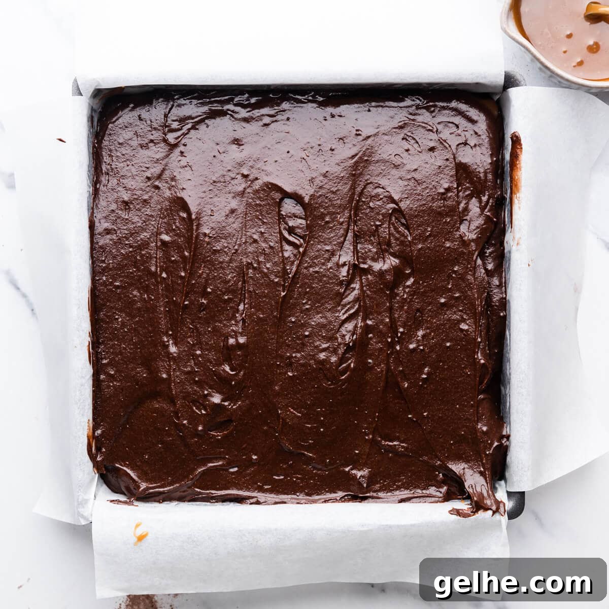 Guinness Chocolate Brownies with Rich Stout Flavor 7 guinness brownie batter in the baking tin.