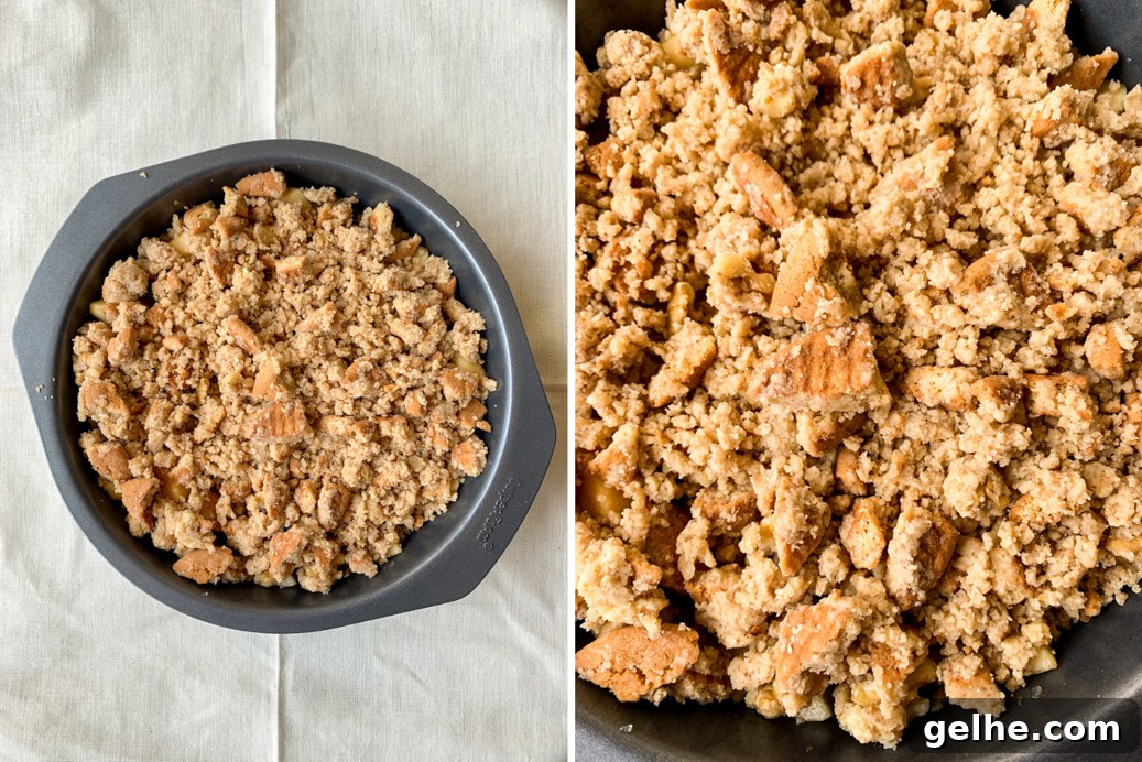 Apple Ginger Crumble with Biscuit Topping 3 Crunchy, toasty, spiced apple crumble with ginger biscuits and walnuts