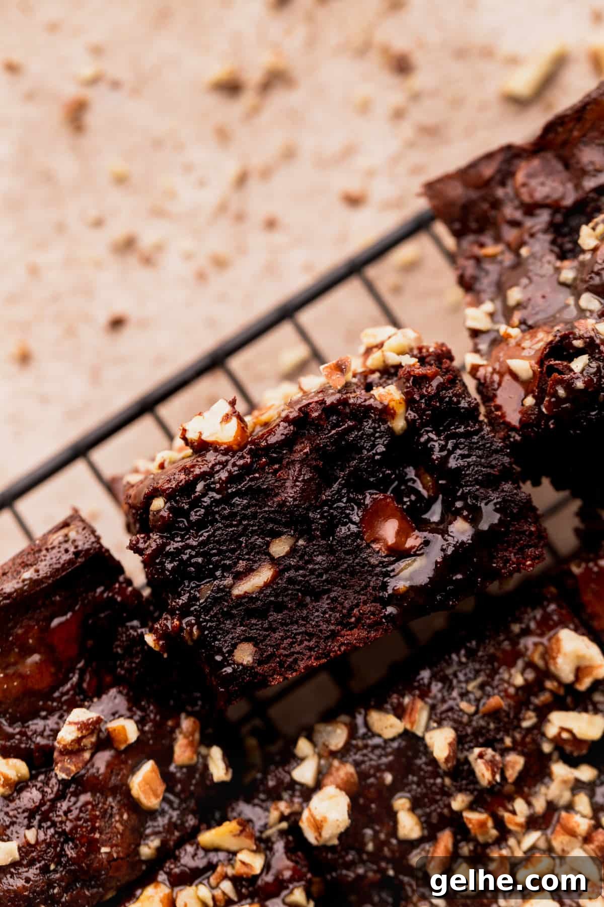 One turtle brownie on its side.