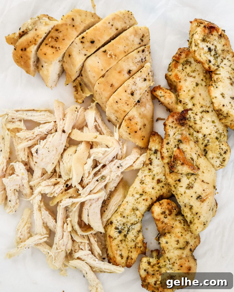 Chicken Bacon Ranch Salad Recipe: Creamy, Crunchy Weeknight Favorite 5 shredded and sliced cooked chicken made in three different ways.