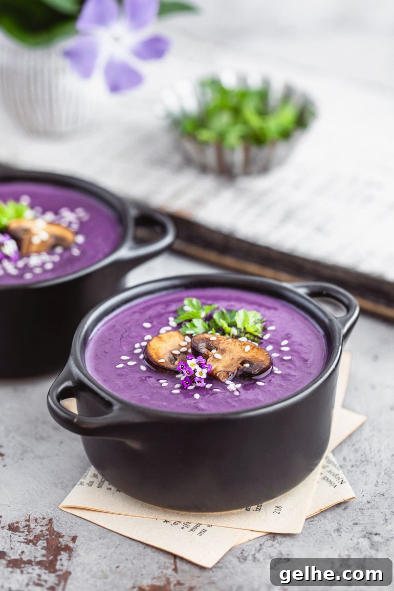Purple Sweet Potato Mushroom Soup