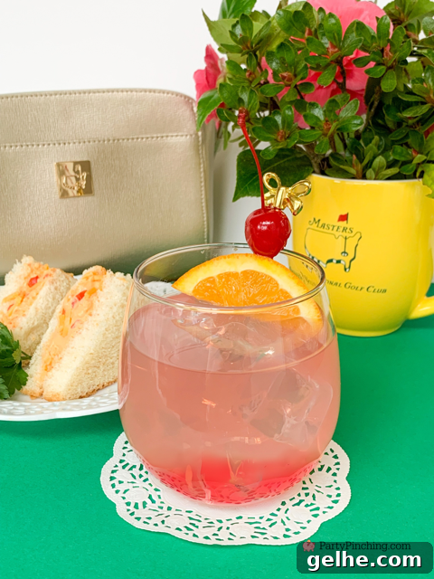 Masters azalea cocktail drink recipe, best masters azalea drink, best Masters watch party food ideas, pimento cheese sandwich recipe, Masters Augusta National Golf Club Course, best easy Masters golf tournament watch party food recipe ideas, Masters gold purse
