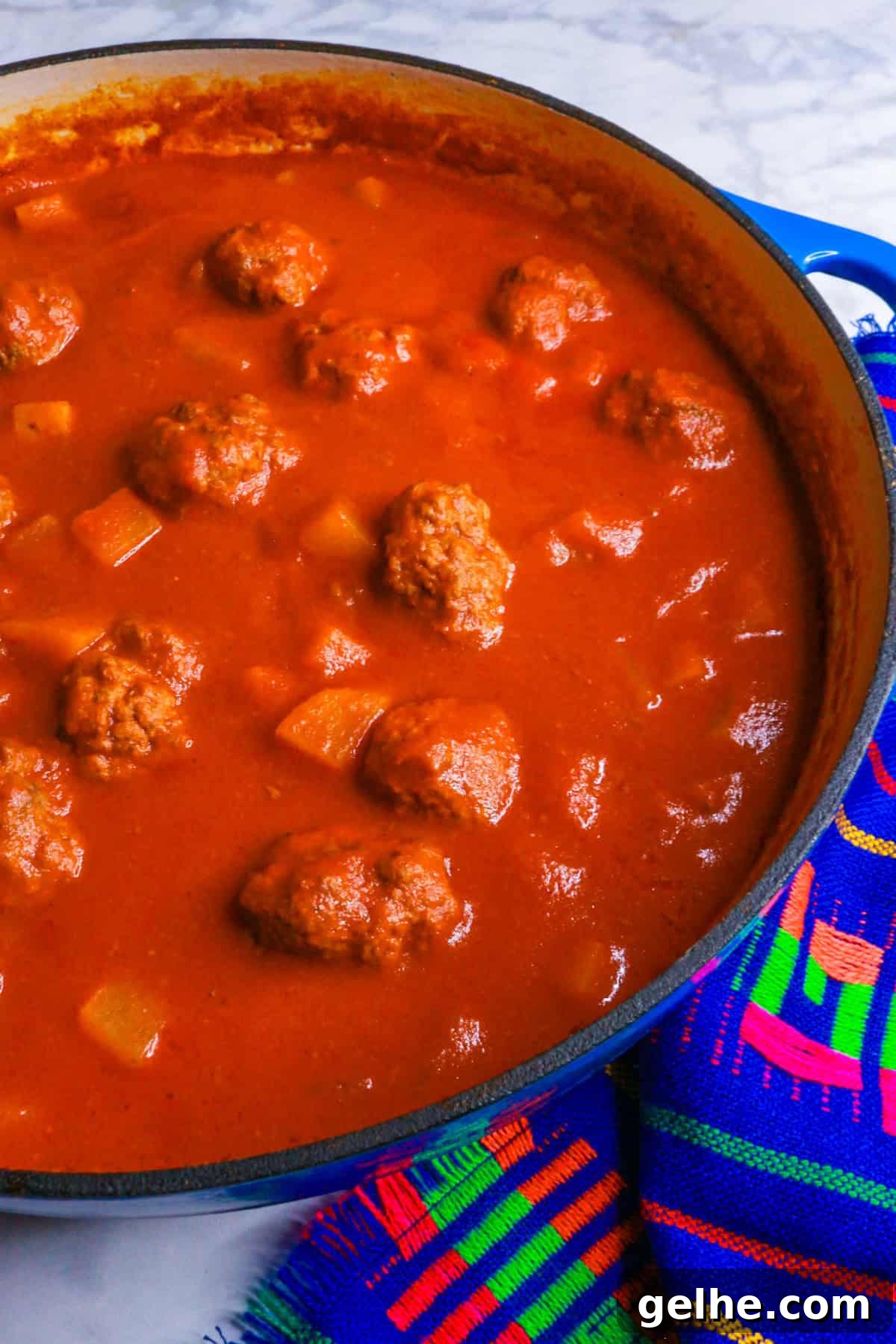 Albondigas in chipotle sauce in a pot