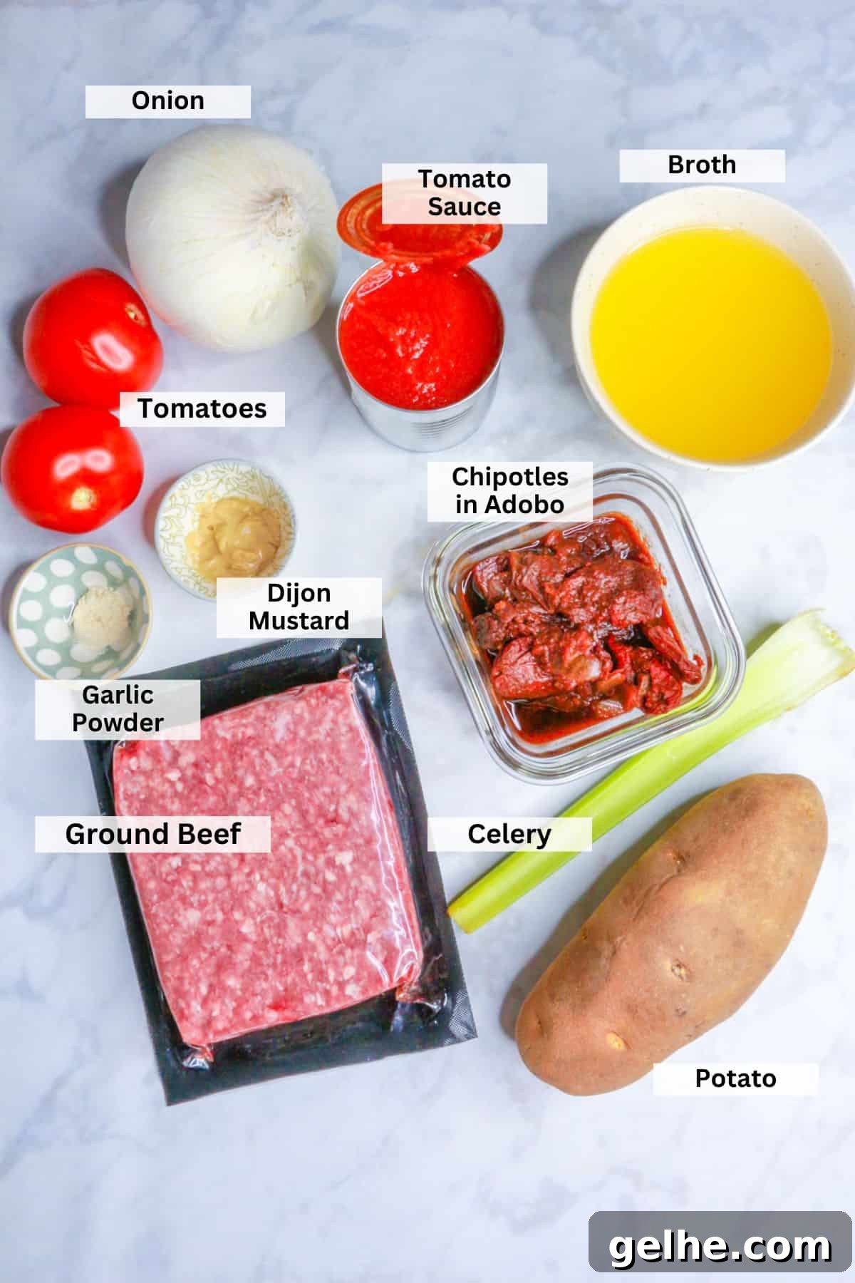 Ingredients for albondigas in chipotle sauce