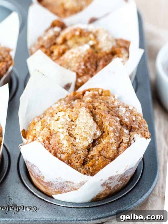 Close-up shot of banana dulce de leche muffin in pan