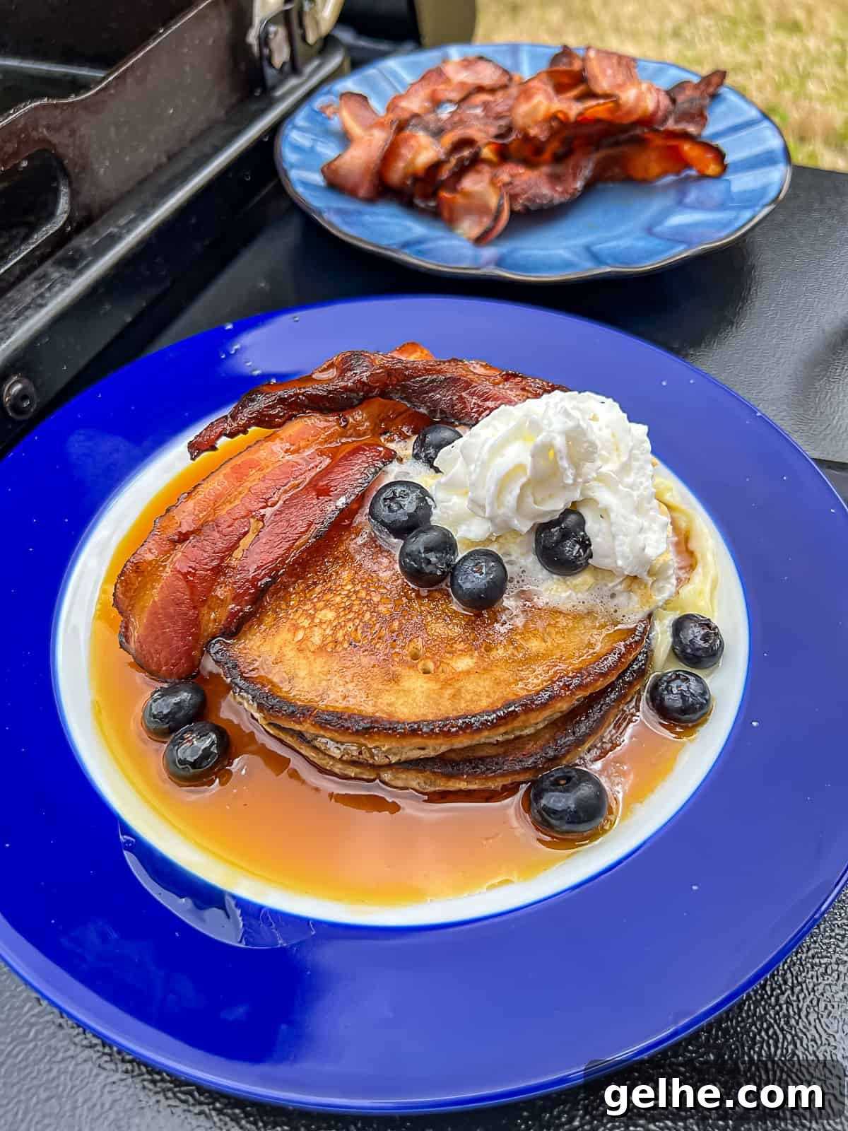 Crispy Griddled Pancakes with Maple Butter Recipe 7 Griddle Pancakes and Griddle Bacon on Traeger Grills Flatrock Griddle