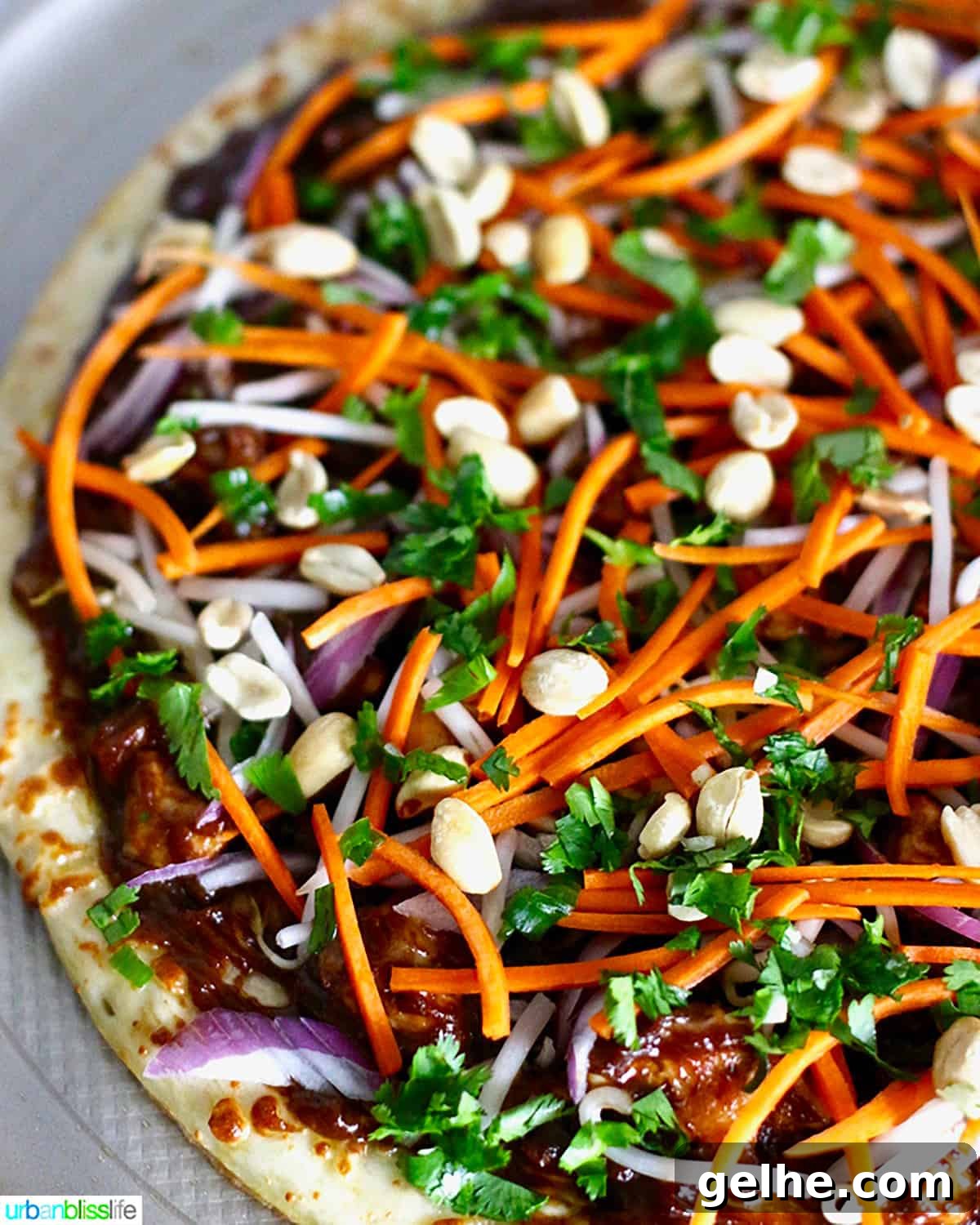 CPK Thai Chicken Pizza Copycat Recipe: Creamy Peanut & Sweet Chili 2 CPK Thai Chicken Pizza square image.