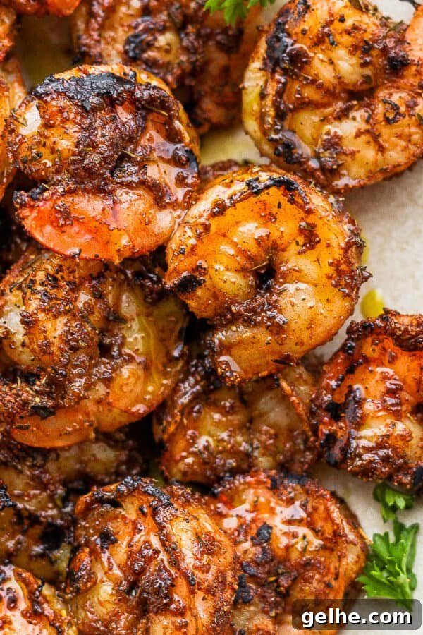 Savory Blackened Seasoning Blend for Fish, Chicken & Vegetables 6 Close up of a plate of blackened shrimp.
