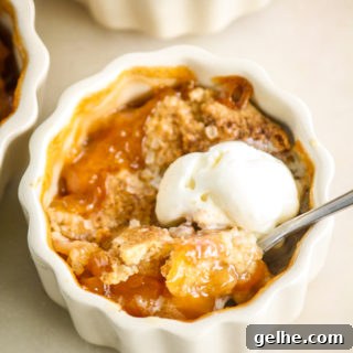 Mini Peach Cobbler Recipe: Quick Southern-Style Dessert 6 Individual cobblers with jammy peaches and a tender biscuity topping