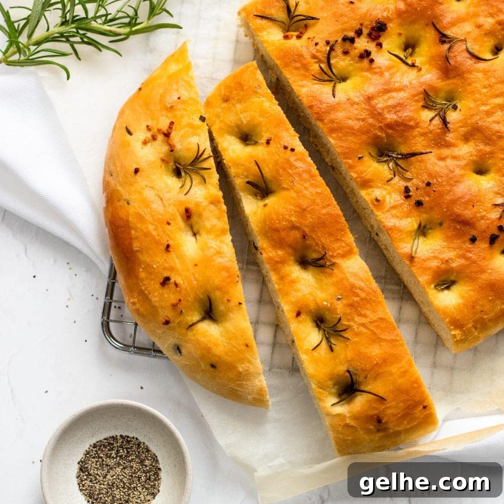 Breadmaker focaccia with rosemary