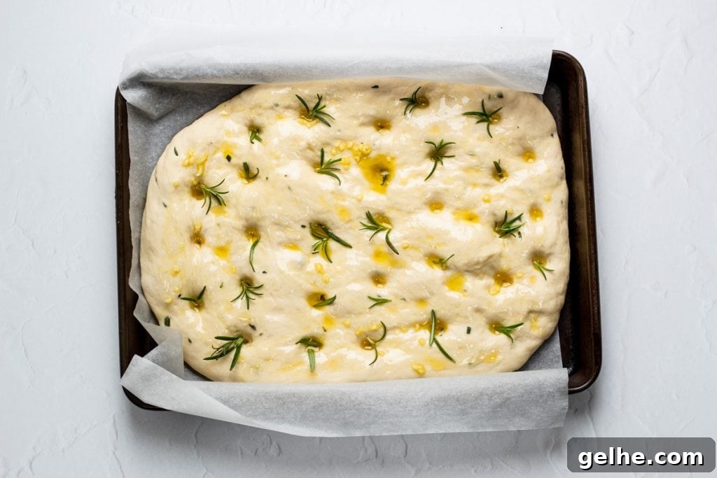unbaked focaccia loaf